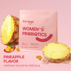 QuitMood Women’s Probiotic Gummies – Feminine pH Balance & Digestive Support, Pineapple Flavor
