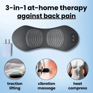 3-in-1 Back Massager Pillow with Heat, Vibration & Traction – Lower Back & Waist Pain Relief