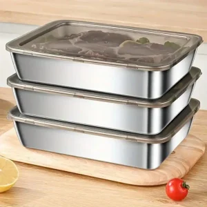 Stainless Steel Food Container Set – Leakproof, Microwave & Freezer Safe (2–3 Pieces)