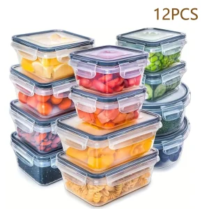 12-Piece Airtight Food Storage Container Set – BPA Free Lunch Boxes for Meal Prep & Kitchen Organization
